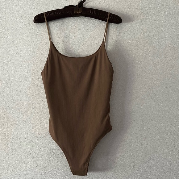 {Zara} Brand New Brown Ribbed One Piece. - Picture 4 of 9